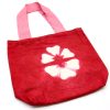 Natúr Festett Pamutvászon Táska (8oz) - 38x42x12cm - Bordó Virág