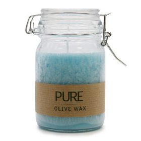 Olívaviasz Gyertya Üvegben 120x70 - Türkiz