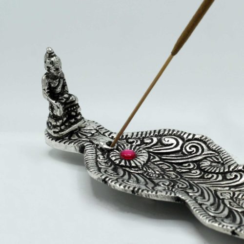 Fényesített Alumínium Buddha Füstölő Állvány 20cm