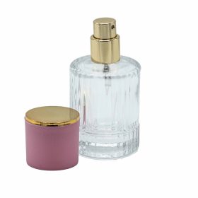   Rózsaszínű - 30ml Kerek Bordás Üveg, Szórófej és Kupak