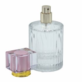   Rózsaszínű - 50ml Kerek Bordás Üveg, Szórófej és Kupak