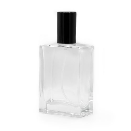 50ml Négyzetes Üveg, Szórófej és  Fekete Kupak