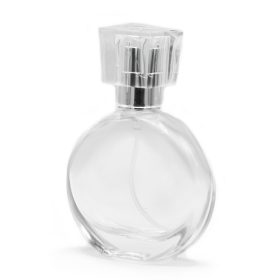50ml Ovális Üveg, Ezüst Szórófej és Áttetsző Kupak
