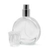 50ml Ovális Üveg, Ezüst Szórófej és Áttetsző Kupak