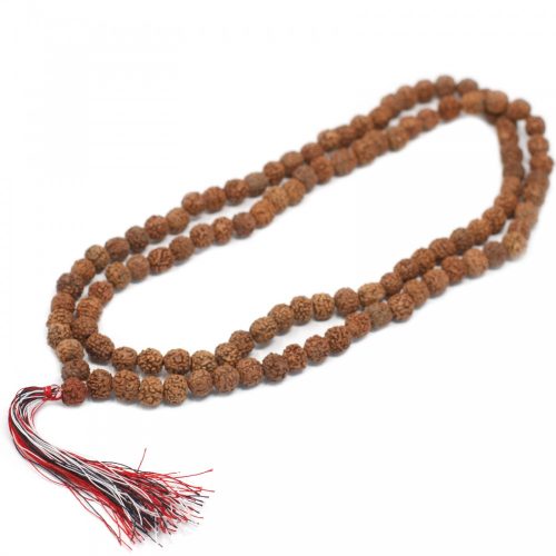 108 Rudraksha Mala Lánc - 4 arcú rudraksa / 4 mukhi rudraksha - Natúr