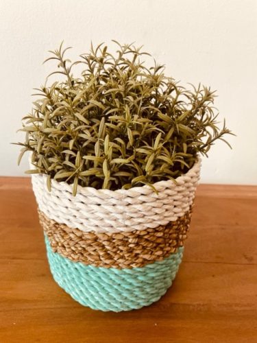 Tengerifű Fonott Kosár- Zöld/Natúr/Fehér