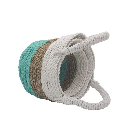 Tengerifű Fonott Kosár- Zöld/Natúr/Fehér