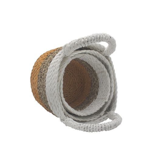 Tengerifű Fonott Kosár- Narancsszínű/Natúr/Fehér