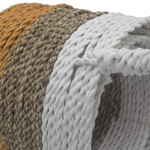Tengerifű Fonott Kosár- Narancsszínű/Natúr/Fehér
