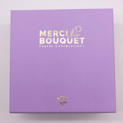 Négyzetes Doboz - Lila Rózsa és Szegfű