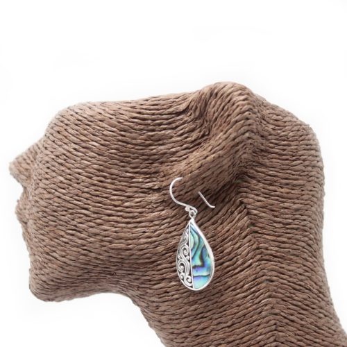 Kagyló és Ezüst Fülbevalók - Könnycsepp - Abalone