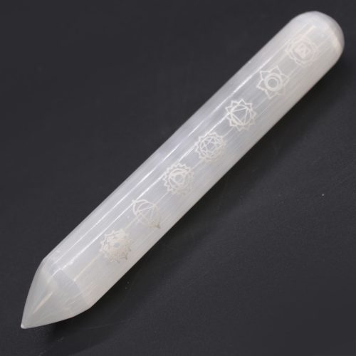 Szelenit Pálcika - 16 cm  (Egyik vége hegyes) 7 Chakra