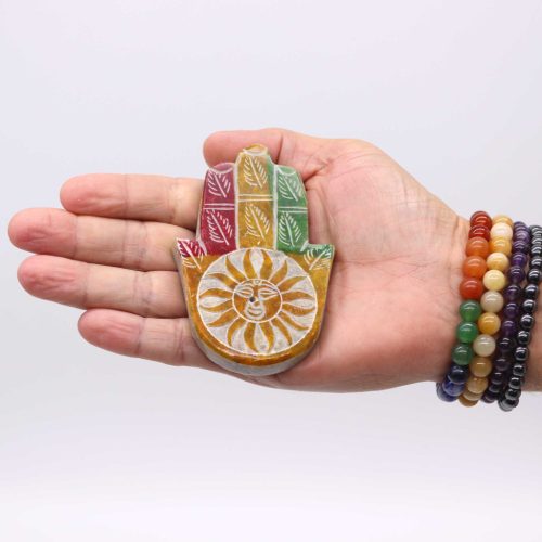 Szappankő Hamsa Füstölő Állvány 9x6cm -Nap