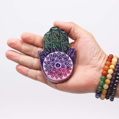 Szappankő Hamsa Füstölő Állvány 9x6cm - Lótusz Virág