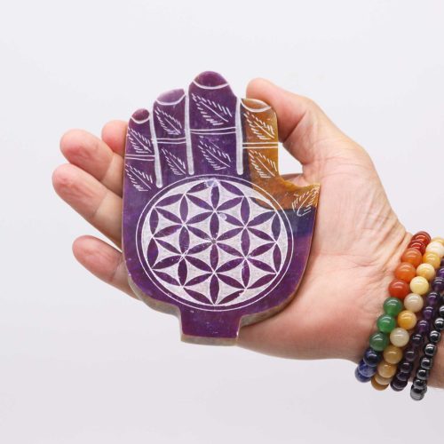 Szappankő Közepes Hamsa Füstölő Állvány 13x9cm - Élet Virága