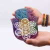 Szappankő Nagy Hamsa Füstölő Állvány 18x15x1.2cm - 7 Chakra