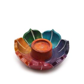   Szappankő Kicsi Lótusz Virág Füstölő Állvány 7.5x2.5cm - Chakra Színek