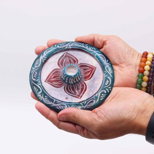 Szappankő Kerek Füstölő Állvány 12cm - Négy Szirom