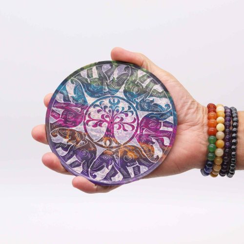 Szappankő Kerek Füstölő Állvány 12cm - 6 Elefánt