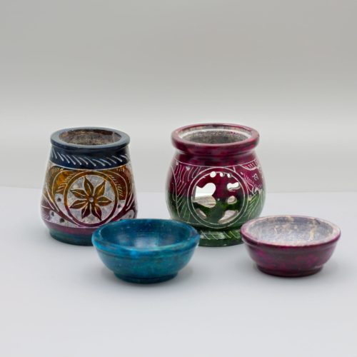 Kicsi Színes Szappankő Aromalámpa 8cm - Virág