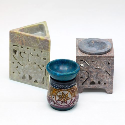 Négyzetes Szappankő Aromalámpa 10x7.5cm - Elefánt