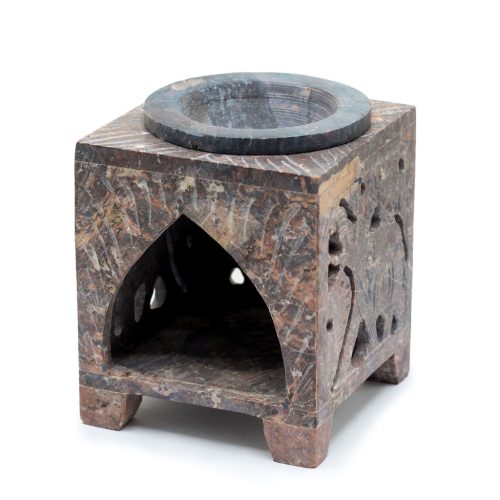 Négyzetes Szappankő Aromalámpa 10x7.5cm - Elefánt