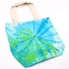 Színes Festett Pamut Táska (6oz) - 38x42x12cm - Tengeri Kagyló - Kék/Zöld