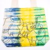 Színes Festett Pamut Táska (6oz) - 38x42x12cm - Elefántok - Színes