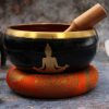 Nagy Buddha Hangtál Együttes- Fekete/Narancsszínű 14cm