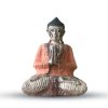 Vintage Narancsszínű Kézi Faragású Buddha Szobor - 30cm - Üdvözlő