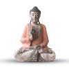 Vintage Narancsszínű Kézi Faragású Buddha Szobor - 40cm - Oktató