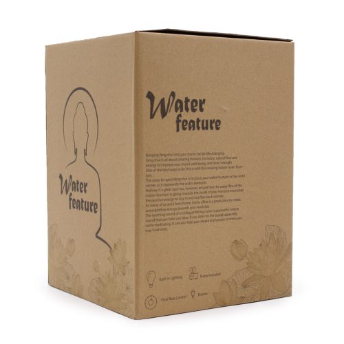 Szoba Szökőkút - 30cm - Arany Meditáló Buddha