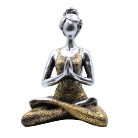 Yoga Lady Szobrocska - Ezüst & Arany 24cm