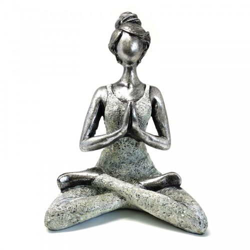 Yoga Lady Szobrocska - Ezüst & Fehér24cm