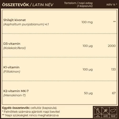 VITA-D 4000 NE D3 vitamin K1+K2 vitaminokkal és shilajittal 60 db vegán kapszula