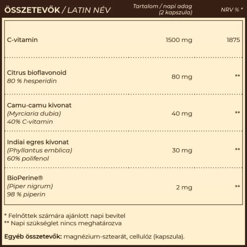 VITA-C 1500 mg C vitamin gyógynövény kivonatokkal 60 db vegán kapszula